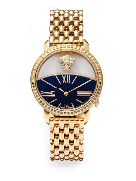 versace ladies watch with diamonds|Versace gold watch women.